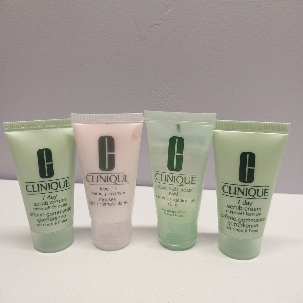 Clinique Travel Size Face Wash Lot 4 Mini Cleanser Scrub TSA New